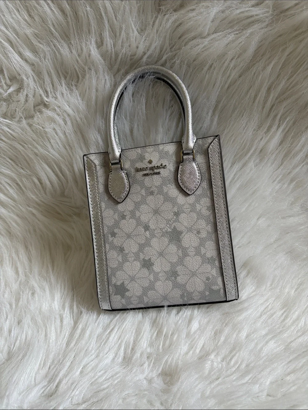 Kate Spade Silver Floral Mini Tote
